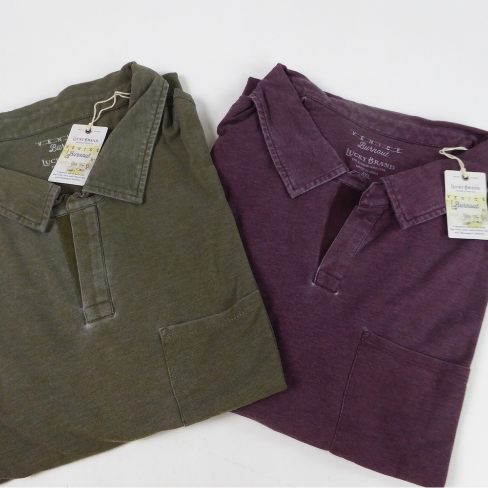 Lucky Brand Venice Burnout Soft Cotton Blend Big & Tall Polo Shirt Bundle NWT